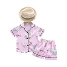 Conjunto De Pijamas De Verão Para Meninas Com Estampa De Unicórnio, Camiseta E Shorts 2 Peças 1-5