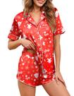 Conjunto de Pijamas Ekouaer de Satén de Seda para Mujer Manga Corta XXL