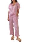 Conjunto de pijamas femininos Argeousgor, roupa de dormir xadrez com botões, GG
