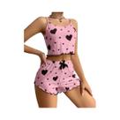 Conjunto De Pijamas Femininos Branco E Vermelho, Top Curto E Shorts Com Estampa De Amor, Roupas De
