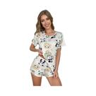 Conjunto De Pijamas Femininos Com Estampa De Panda, Manga Curta E Calças Curtas, Confortável E
