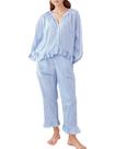 Conjunto de pijamas femininos COZYPOIN, xadrez, 2 peças, algodão, azul guingão Conjunto de pijamas femininos COZYPOIN, xadrez, 2 peças, algodão, azul guingão