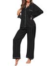 Conjunto de pijamas femininos de cetim Pajamigols, 2 peças, preto, tamanho S