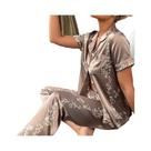 Conjunto De Pijamas Femininos De Manga Longa Com Camisa Estampada E Calças, Roupas De Loungewear Conjunto De Pijamas Femininos De Manga Longa Com Camisa Estampada E Calças, Roupas De Loungewear