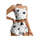 Conjunto De Pijamas Femininos De Verão 2PCS, Camisola Com Alças Finas E Shorts Com Estampa De