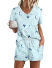 Conjunto de pijamas femininos Ekouaer, manga curta, lounge, XXL