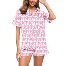 Conjunto de pijamas femininos florais de manga curta Y2k com coelhinho macaco