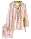Conjunto de pijamas femininos pagepx de algodão floral com quimono, blusa rosa