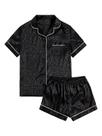 Conjunto de pijamas femininos WDIRARA com estampa de leopardo, cetim Conjunto de pijamas femininos WDIRARA com estampa de leopardo, cetim