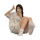 Conjunto De Pijamas Kawaii Anime Cinnamoroll Kuromi, Casual, Solto, Confortável E Macio, Presente De Conjunto De Pijamas Kawaii Anime Cinnamoroll Kuromi, Casual, Solto, Confortável E Macio, Presente De