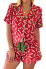 Conjunto de pijamas KevaMolly Christmas Candy Cane Print feminino vermelho GG