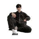 Conjunto De Pijamas Masculinos Acolchoados E Quentes Com Calças De Fleece Coral De Manga Longa Para Conjunto De Pijamas Masculinos Acolchoados E Quentes Com Calças De Fleece Coral De Manga Longa Para