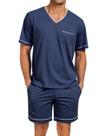 Conjunto de pijamas masculinos Marvmys de manga curta azul marinho 3GG