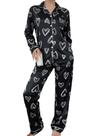 Conjunto de pijamas para mulheres de manga comprida com botões S