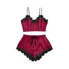 Conjunto De Pijamas Sexy De Renda E Seda Para Mulheres, Com Decote Em V E Sem Mangas, Roupas De