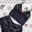 Conjunto De Pijamas Sexy De Renda E Seda Para Mulheres, Top Cropped E Shorts, Roupa De Dormir Em 2