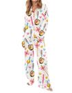 Conjunto de pijamas SHESHOW para mulheres com estampa de beisebol de manga comprida