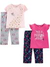 Conjunto de pijamas Simple Joys by Carter's Toddler Girls, 4 peças 3T