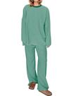 Conjunto de pijamas somzop feminino listrado verde escuro