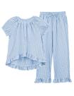 Conjunto de pijamas Tanming Gingham Button Down de manga curta para mulheres Conjunto de pijamas Tanming Gingham Button Down de manga curta para mulheres