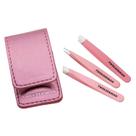 Conjunto de Pinças Micro Mini Tweezerman 3 peças Estojo Rosa