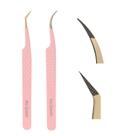 Conjunto de pinças Ms.Queen Volume Lash Fiber Tip, ângulo de 45, 2 unidades