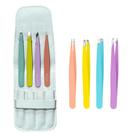 Conjunto de Pinças Sobrancelhas Color 4 Peças + Estojo