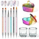Conjunto de pincéis de arte para unhas Yokilly Acrylic, 6 peças com prato Crystal Dappen
