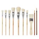 Conjunto de pincéis de cerâmica para vidros, 10 peças de esfregão e mistura de cabelo de cabra