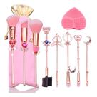 Conjunto de pincéis de maquiagem, 8 peças Sailor Moon Magical Girl Golden Cosmetic Brush Tool, pincéis de sombra rosa, delineador de sobrancelhas, kits de pincéis cosméticos essenciais