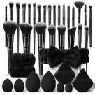 Conjunto de pincéis de maquiagem HGHDBT Black 36 unidades com acessórios Conjunto de pincéis de maquiagem HGHDBT Black 36 unidades com acessórios