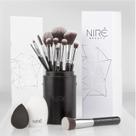 Conjunto de pincéis de maquiagem Niré Beauty Vegan de 15 peças com estojo e esponja Conjunto de pincéis de maquiagem Niré Beauty Vegan de 15 peças com estojo e esponja