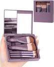 Conjunto de pincéis de maquiagem PGRODE Travel Size com estojo e espelho, 5 unidades