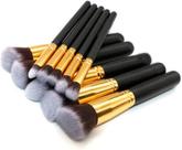 Conjunto de pincéis de maquiagem Sunshine Smile, conjunto de 10 pçs, base sintética, pincel Preto/dourado