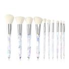Conjunto de pincéis de maquiagem Tenmon Crystal Handle, 10 peças, branco
