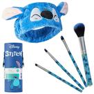 Conjunto de Pincel de Maquiagem Disney Stitch Fluffy - com Faixa e Estojo