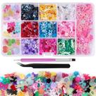 Conjunto de pingentes para unhas Kikonoke 3D de 9 cores, flor e borboleta