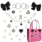 Conjunto de pingentes SANUIU Black Bow Pearl Chain Bag e acessórios