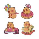 Conjunto De Pins De Esmalte Com Desenhos Animados Fofos De Anime, Capivara, Gato Preto, Dados,