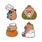 Conjunto De Pins De Esmalte Com Desenhos Animados Fofos De Anime, Capivara, Gato Preto, Dados,