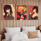 Conjunto de pintura de parede Chainsaw Man Anime 30x45cm (3 painéis)
