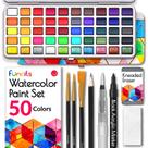 Conjunto de pintura em aquarela Funcils 50 aquarelas de viagem com pincel