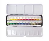 Conjunto de pintura em aquarela MUNGYO Half Pan, caixa de lata de 24 cores