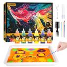 Conjunto de pintura em marmorização de água Coodoo para crianças de 3 a 12 anos +6 cores