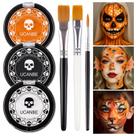 Conjunto de pintura facial e corporal UCANBE branco preto laranja com pincéis