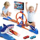 Conjunto de pistas de brinquedo VATOS Shark com 2 carros de corrida para meninos e meninas de 3 a 10 anos