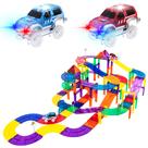 Conjunto de pistas de carros de corrida PicassoTiles, 100 unidades com 2 carros de LED (3 ou mais)