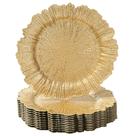 Conjunto de placas de carregador MAONAME Gold, plástico redondo de 33 cm, pacote com 12 Conjunto de placas de carregador MAONAME Gold, plástico redondo de 33 cm, pacote com 12