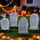 Conjunto de placas de jardim Jack Sally Tombstones, decoração de Halloween de 43 cm