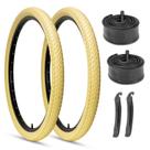 Conjunto de pneus de bicicleta Hycline 26", pacote com 2 cremes com tubos e alavancas